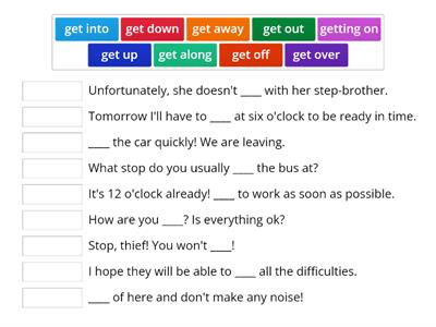 Phrasal verb "to get"