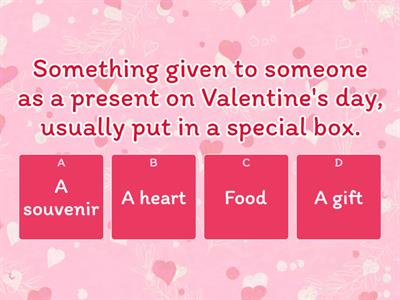 Grade 4 - Valentine's day vocabulary - quiz version