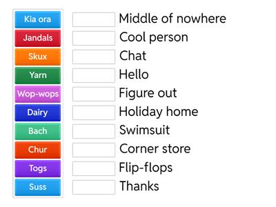New Zealand Slang Match