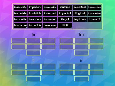 10:1 Prefix sort in, im, il,ir