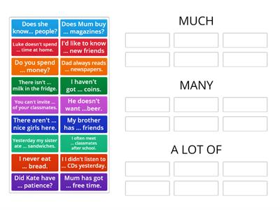 Quantifiers: MUCH-MANY-A LOT OF