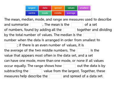 Describing the mean, median, mode and range (AO1)