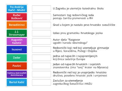 Uloga Crkve u promicanju školstva, kulture i znanosti; 8.razred