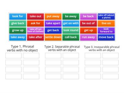 Phrasal Verbs. Group sort. Intermediate Plus (EF)