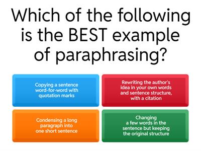 Academic Integrity and Basic Referencing Quiz