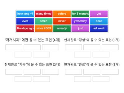 2학년 현재완료 부사 구분