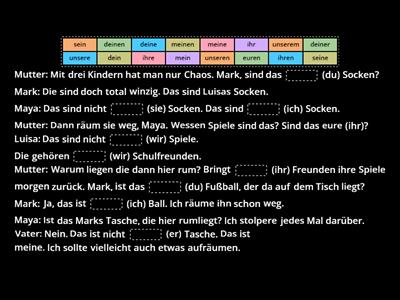 Possessivartikel - Lückentext