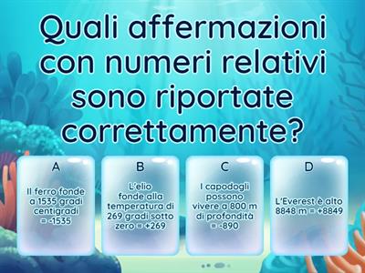 QUIZ SUI NUMERI RELATIVI