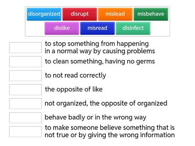 Prefix Dis & Mis match up