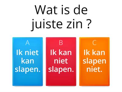 Waar is de  juiste plaats van NIET ?