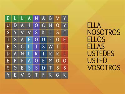 Pronombres Personales wordsearch