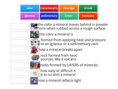 Rocks and Minerals Vocabulary