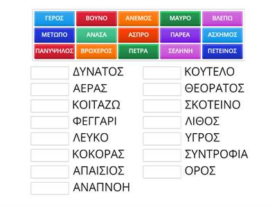 ΒΡΙΣΚΩ ΤΑ ΣΥΝΩΝΥΜΑ (Αντιστοίχιση)