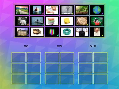  oa or ow  o-e picture sort