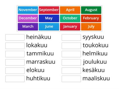 Kuukaudet englanniksi