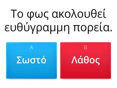 Επαναληπτική δραστηριότητα για το Φως-Φυσική Ε' Δημοτικού