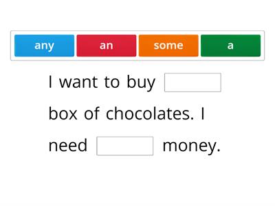 Food - quantifiers: a, an, some, any, a lot of, many, much