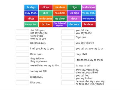 QC1 6B Match-up - "decir" and decir que