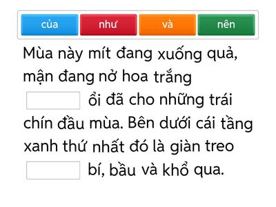 Chọn một kết từ phù hợp thay cho mỗi ô vuông trong đoạn văn sau: