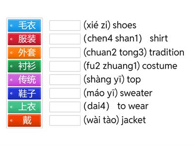 衣服 Clothing Vocabulary C+PE：30/03 G6/7