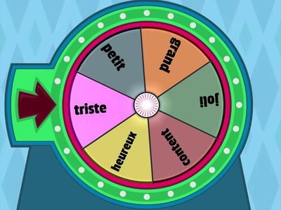 Нажми на колесо. Когда выпадет слово-прилагательное, подбери к нему подходящую карточку с существительным