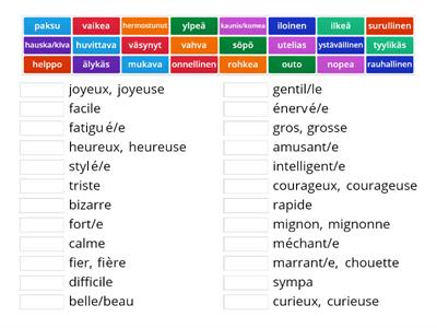 Cadeau Des adjectifs