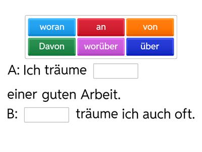 Präpositionaladverbien -- davon - darüber - dafür - darauf - damit - daran