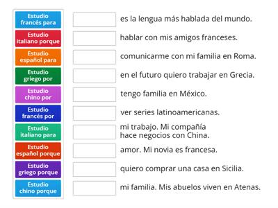 Unidad 2. Por, para, porque