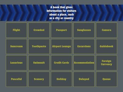 Holiday Vocabulary 5th CE-Unit 6 / Vocabulary: going on and describing holidays.