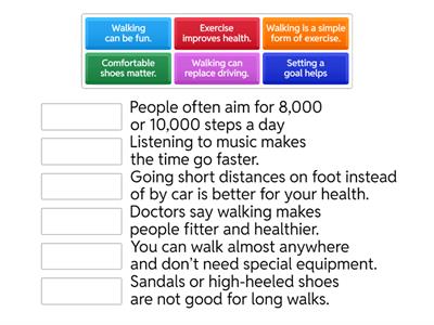 Match the Main Ideas with Their Details