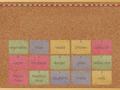 Foods and drinks for 2nd grade 