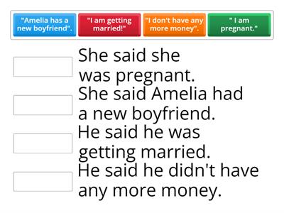 Match the statements (direct vs indirect speech)
