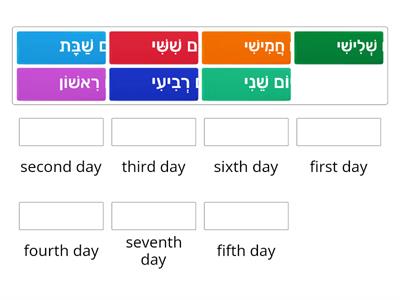 עברית/אנגלית ימות השבוע