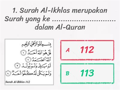 KUIZ TADABBUR SURAH AL-IKHLAS TAHUN 4