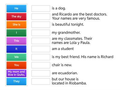 VERB TO BE/,SUBJECT PRONOUNS AND POSSESSIVE ADJECTIVES ENGLISH 1