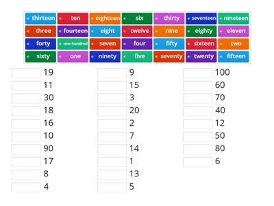 Number Words  1 -100