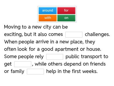 ✨ Life in a New City - prepositions + verbs - B1+ 