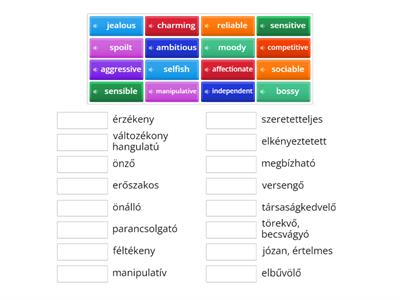 Personality adjectives