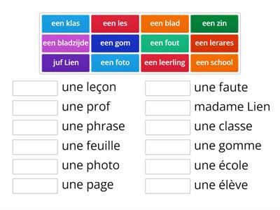 Frans: basiswoordenschatlijst - vrouwelijk