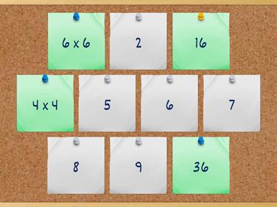 Square numbers 4, 6, 7, 8, 9