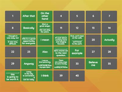 Gap fill discourse markers 