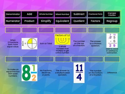 Add/Subtract Fractions - Match Up/Vocab