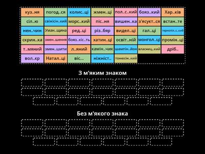  Вживання м'якого знака .
