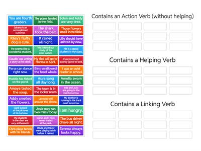 Verbs- Action, Helping, Linking