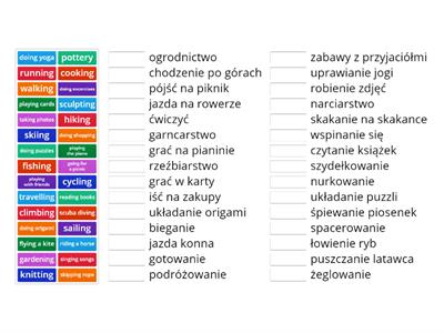 Hobbies and interests vocabulary 