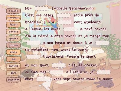  Mon école - fill in the missing gaps