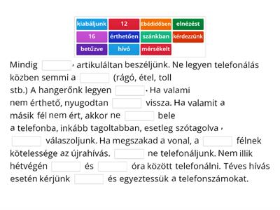 Telefonálással kapcsolatos tanácsok