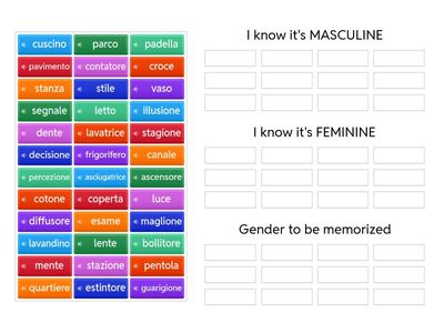 NOUNS (singular) - M or F?