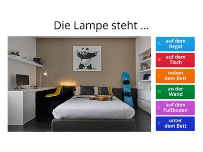 Zimmer: liegen / stehen / hängen 