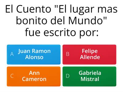 Prueba de Comprension Lectora: "El lugar más bonito del Mundo"